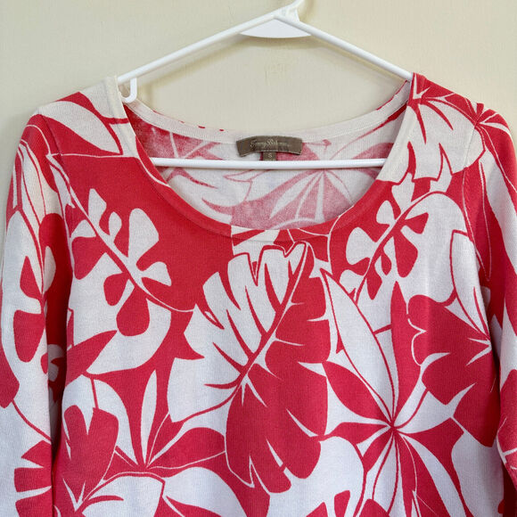 Tommy Bahama Knit Sweater Tropical Print 3/4 Sleeve Top Lightweight Women’s Sz S - Picture 2 of 9